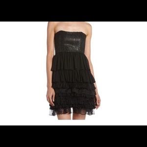 Alice + Olivia Black Bustier Beaded Silk Dress
